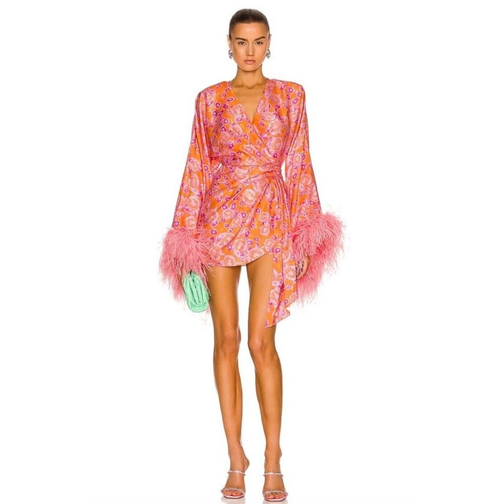 NERVI Nami Dress Pop Flowers Feathers
